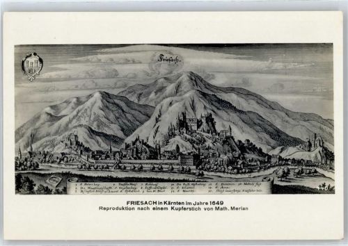Friesach im Jahre 1649, nach einem Kupferstich von Merian