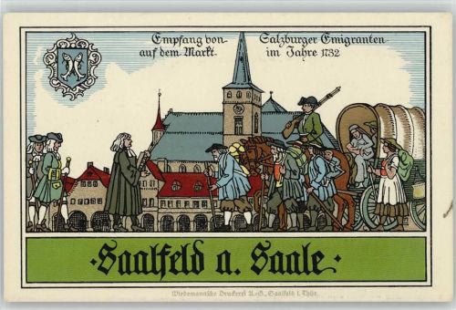 Saalfeld 1930 - 1940 Empfang von Salzburger Emigranten auf dem Markt