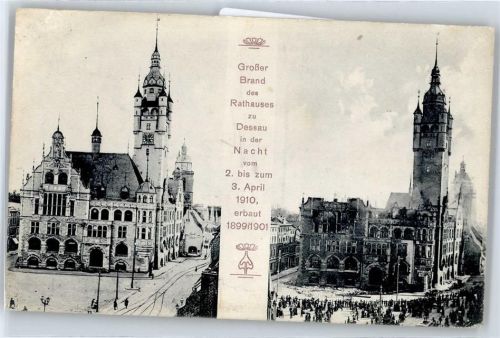 Dessau Brand des Rathauses 1910