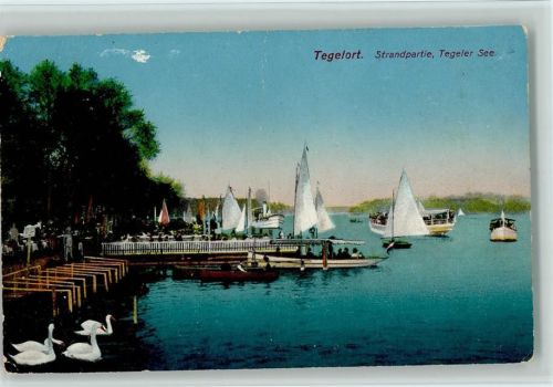 Tegel Strandpartie Tegeler See Segelboote Schwäne