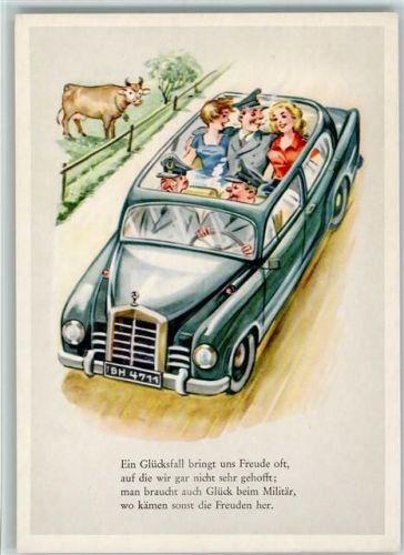 Glück beim Militär mit schönen Frauen im Auto