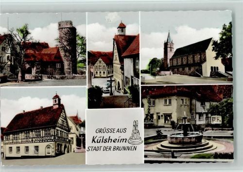 Külsheim Ortsansichten Brunnen Kirche Mehrfachaufnahme