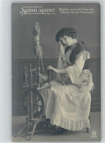 1913 Spinn spinn Foto AK Nr. 640/6 Spinnrad Trachten