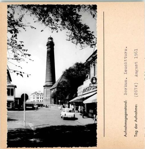 26757 W2972 Borkum FOTO KEINE AK Leuchtturm Foto montiert auf Karton