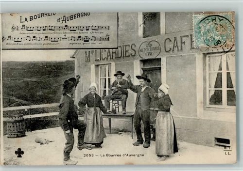 1908 La Bourrée d`Auvergne - 1906 Musikant - Volkstypen in Holzschuhen
