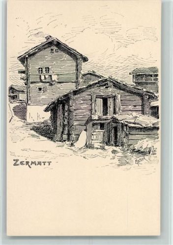 Zermatt 1899 Federzeichnung sign Meltzer , Verlag Vouga & Cie 290 , sehr gute Erhaltung AK