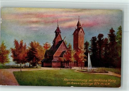 Riesengebirge Abendstimmung an der Kirche Wang