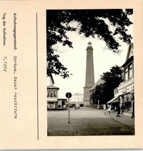 Borkum Neuer Leuchtturm Foto montiert auf Karton