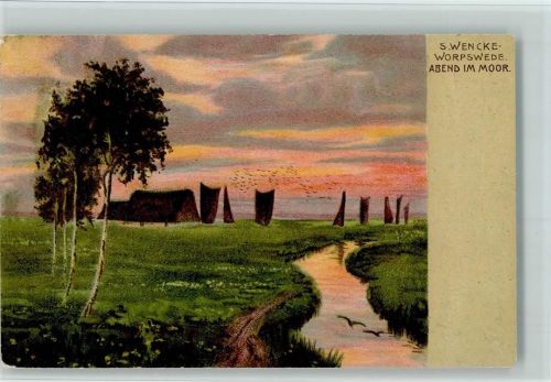 1904 S. Wencke - Worpswede , Abend im Moor AK