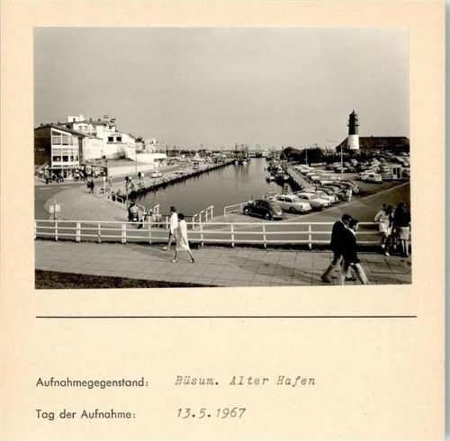 Büsum Alter Hafen Leuchtturm Foto montiert auf Karton