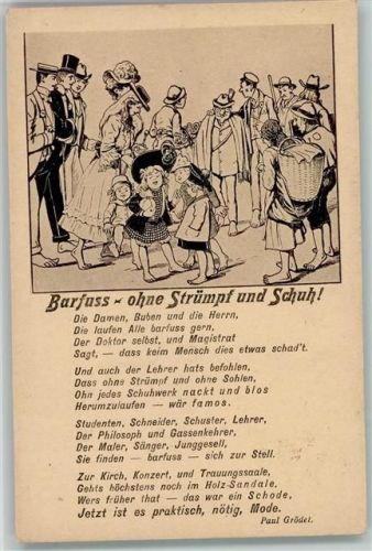Barfuss ohne Strümpf und Schuh ca 1915 AK