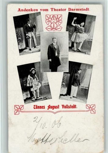 Tünnes , August Vollstedt - Andenken vom Theater Darmstadt 1906 AK