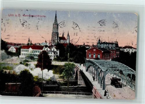 Ulm 1915 Mohrenkopf-Brücke Münster Stempel Landw. Inf. Regt. 122 Ers. Batl. 2. Komp.