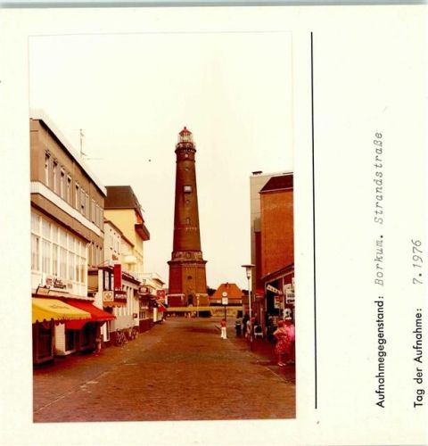 26757 W2972 Borkum FOTO KEINE AK Strandstraße Leuchtturm Foto montiert auf Karton