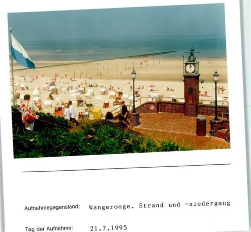 Wangerooge Strand und -niedergang Foto montiert auf Karton