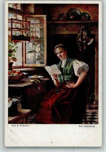 Ein Liebesbrief Frau Tracht Küche Auerhahn sign Carl Kricheldorf