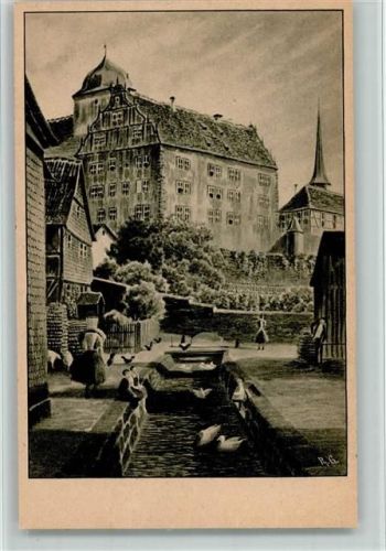 Schlitz Vorderburg Am Bach sign. P. Giersberg