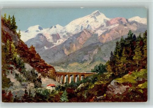 Pont-Sainte-Marie Le Mont Blanc et le Pont Ste Marie, Viadukt, Öldruck Imitation , sehr gute Erhaltung AK