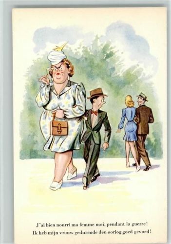 1940-50 Ehepaar Dick und dünn AK