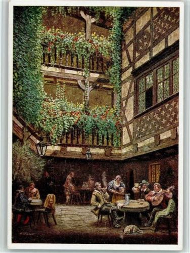 Rothenburg Die Zecher nach einem Originalgemälde von sign. Max Ohmayer
