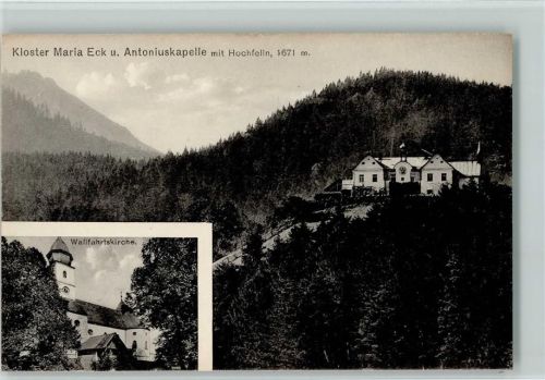 Maria Eck Kloster Maria Eck und Antoniuskapelle mit Hochfelln Wallfahrtskirche 2-Bildaufnahme