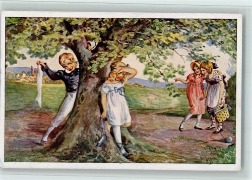 Lauterbach Kinder Mädchen mit einem Strumpf Strumpflied sign. G.L.v.G.E.