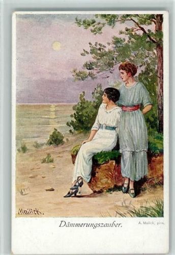 1917 S.V.D. Serie 4244-3 Frauen am See, Sonnenuntergang
