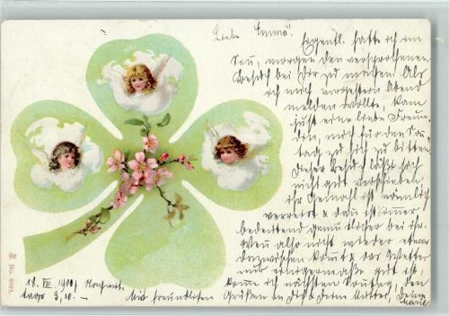 1901 Engelsköpfe in den Blüten AK