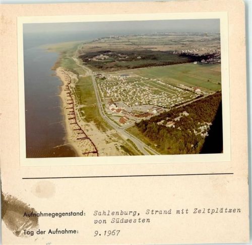 Sahlenburg Strand mit Zeltplätzen Foto montiert auf Karton