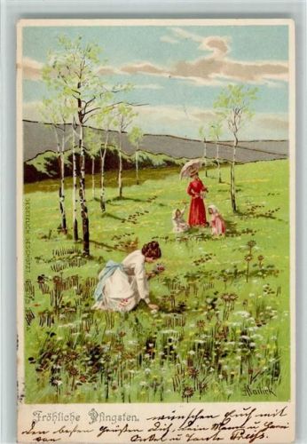 1902 Pfingsten - Blumen pflücken - Erika Verlag