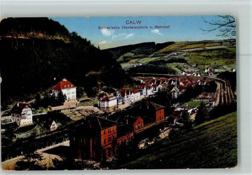 Calw Spörer'sche Handelsschule und Bahnhof