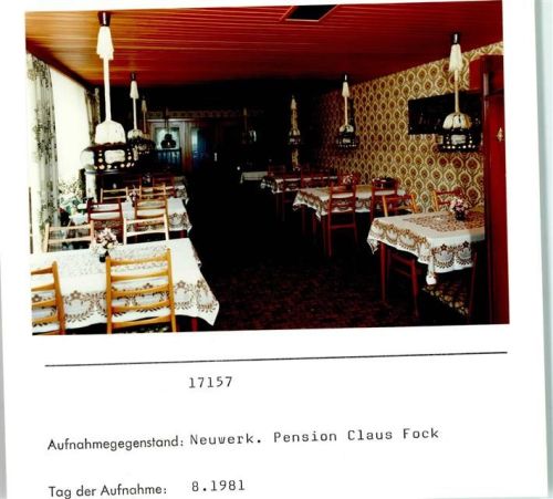Hamburg-Insel Neuwerk Foto montiert auf Karton Pension Claus Fock