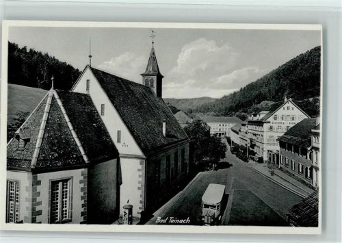 Bad Teinach Teilansicht Kirche LItfaßsäule Hotel Hirsch