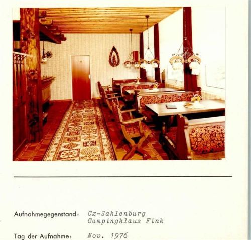 Sahlenburg Camping-Klause Fink Innenaufnahme Gastraum Foto montiert auf Karton