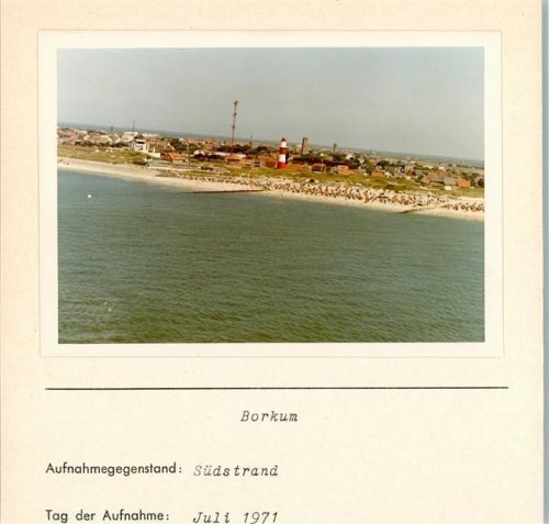 Borkum Luftaufnahme Südstrand Foto montiert auf Karton