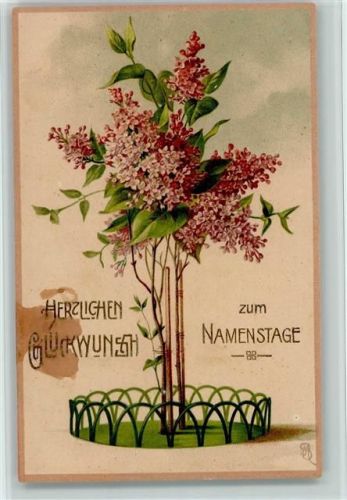 1913 Namenstag - Fliederbaum, sign MB AK