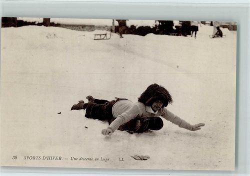 1916 Sports d`Hiver , Une descente en Luge - sehr gute Erhaltung AK