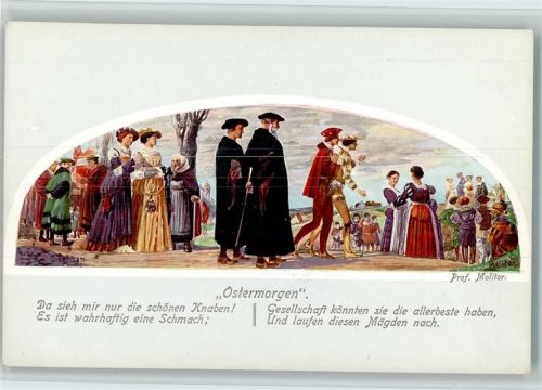 Gemälde von Faust - Ostermorgen - sign Molitor - Verlag Mädler Passage , sehr gute Erhaltung AK