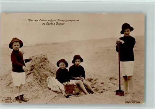 1915 Die vier Söhne im Seebad Zoppot - Nr. 7413 Verlag Liersch