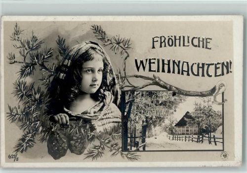 1906 Serie 327-5 Weihnachten, Tannenzapfen, Kinderkopf AK