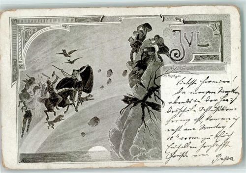 Jugendstil Jul sign. Künstlekarte