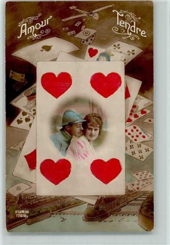 1918 Amour Tendre , Soldatenliebe, - Verlag Furia Serie 1769-3 - handcoloriert