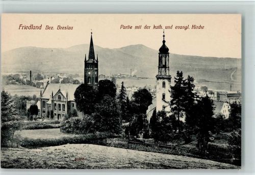 Friedland Partie mit der Kath Kirche und Evangel. Kirche