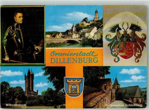Dillenburg Wilhelmsturm Aufgang zum Schloßberg Gemälde Wappen