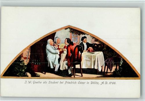Goethe als Student bei Friedrich Oeser in Dölitz 1766- Fächer AK