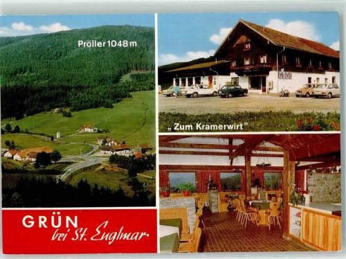 Grün Rückseite mit Abschürfungen bzw Kleberesten Gasthaus Zum Kramerwirt Pröller