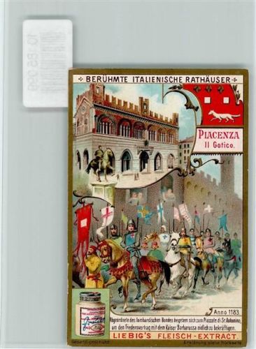 29100 Piacenza - Berühmte italienische Rathäuser, anno 1183 - Sammelbild Liebig