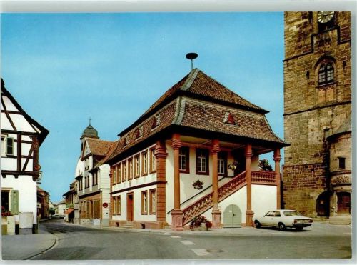 Freinsheim Rathaus Rückseite mit Abschürfungen bzw Kleberesten