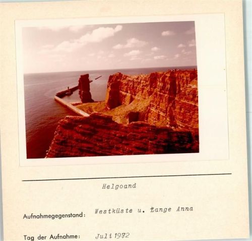 Helgoland Westküste und Lange Anna Foto montiert auf Karton