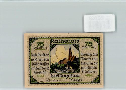 Rathenow Notgeld Dame Stielglas